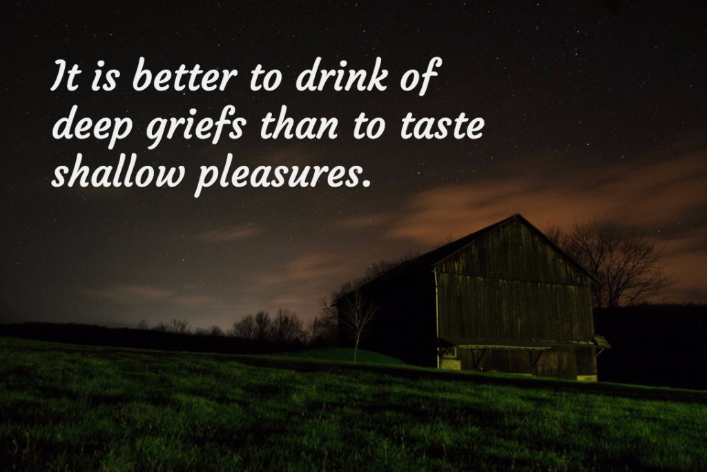 It is better to drink of deep griefs than to taste shallow pleasures.