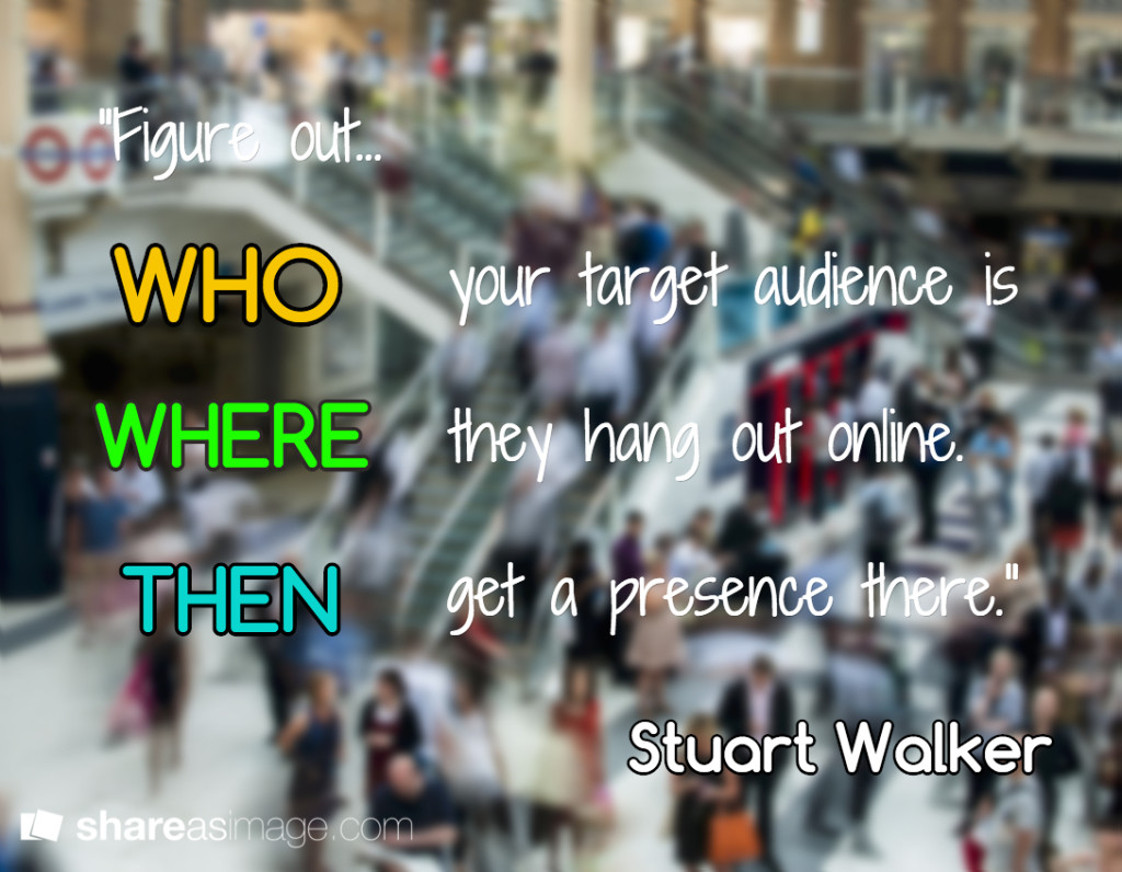 figure out who your target audience is, where they hang out online, then get a presence there