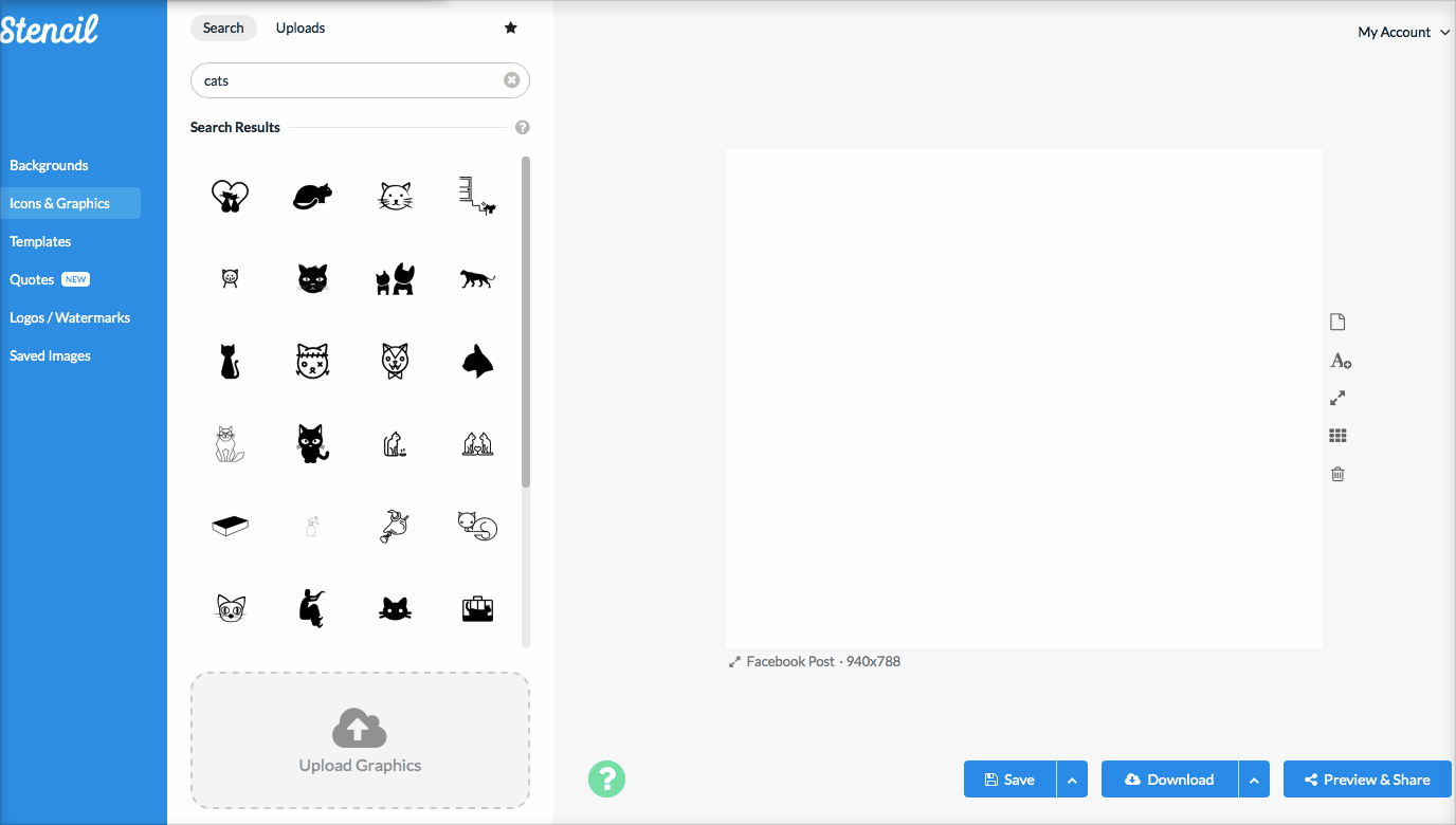 Search for any topic to find a great icon for your design for social media in Stencil.