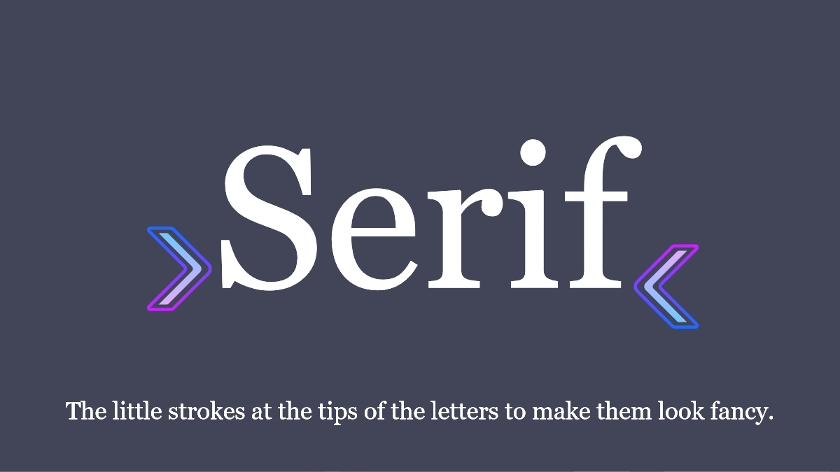Serif is a typeface with strokes at the end of the letters.