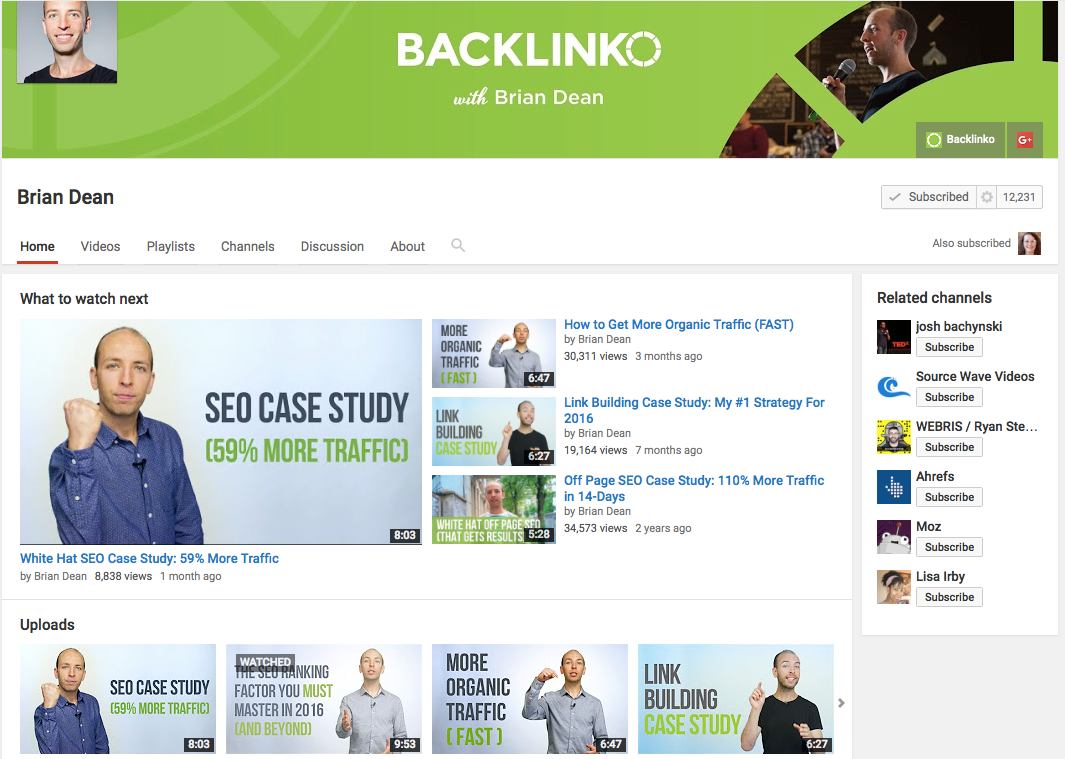 Backlinks with Brian Dean for YouTube thumbnails.