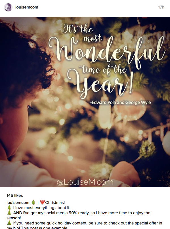 LouiseM.com Instagram holiday image