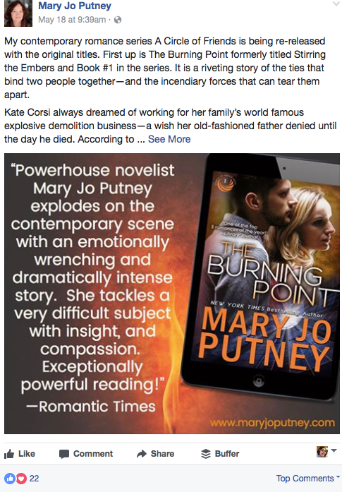 Mary Jo Putney Facebook post
