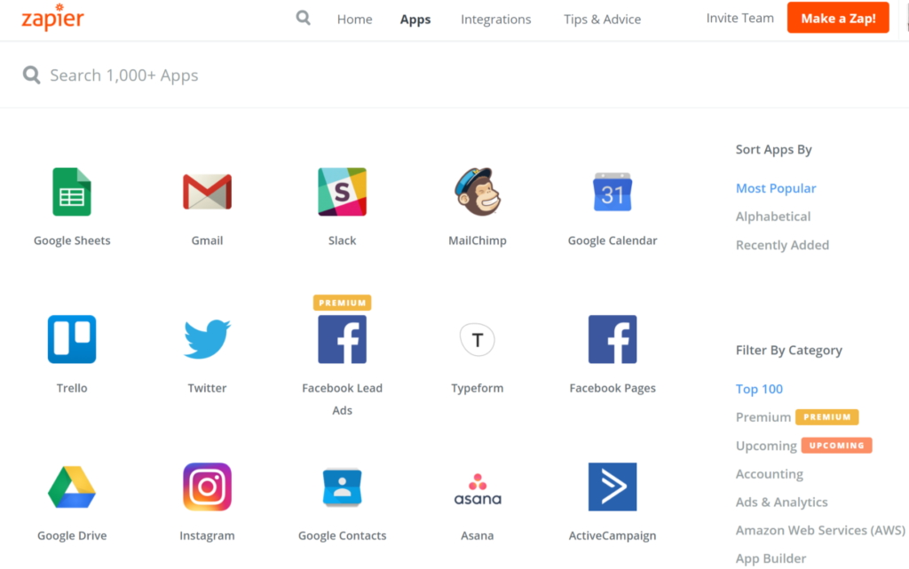 Zapier apps