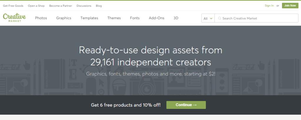 use creative market to find affordable design assets