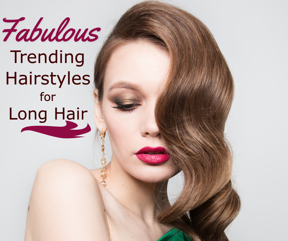 Fabulous trending hairstyles for long hair | Templates | Stencil